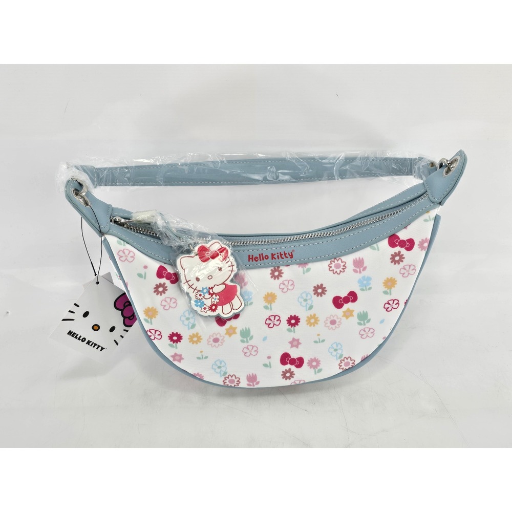 Hello Kitty Sanrio Shoulder Bag Women OS White Floral Bow Crescent - New